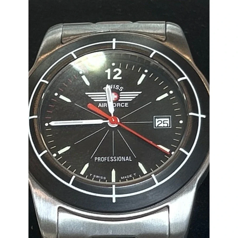 Swiss Air Force Professional Watch Black Dial Stainless Steel GBP OA 239 9 G 250